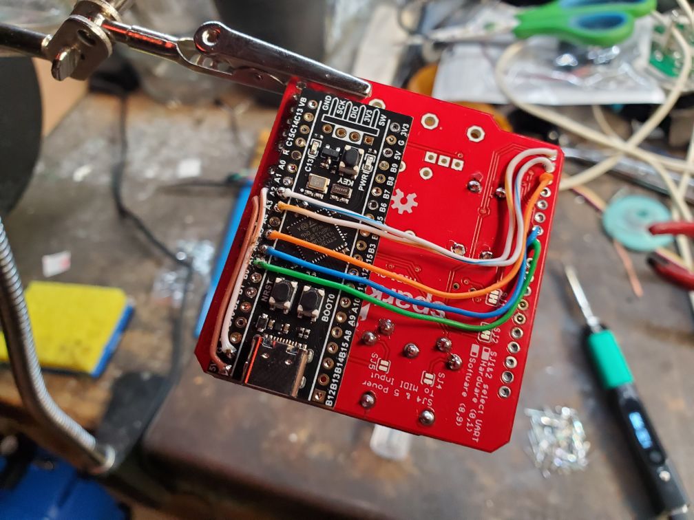 Wiring of the Blackpill and MIDI Shield